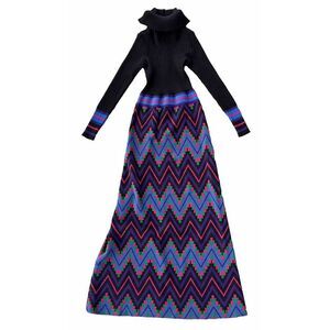 Crissa Linea 1970 Made In Italy Abstract Vibrant 100% Wool Maxi Dress Colorful 8